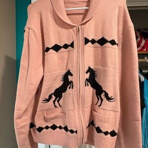 Pink Horse Pattern Sweater